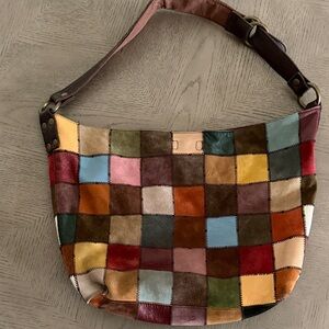 Lucky Brand Patchwork Suede and Leather Shoulder Bag - Multicolor
